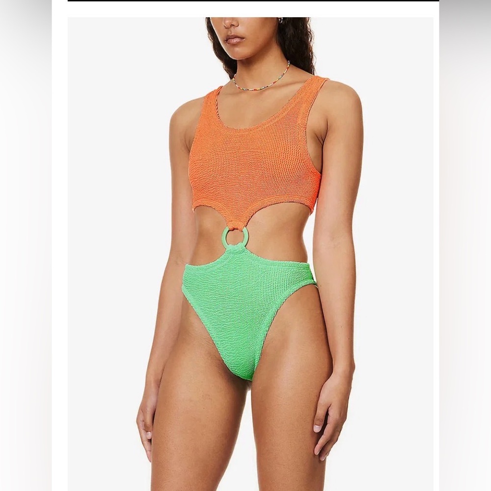 Hunza G Pink and Orange One Piece Swimsuit bikini - Picture 7 of 7